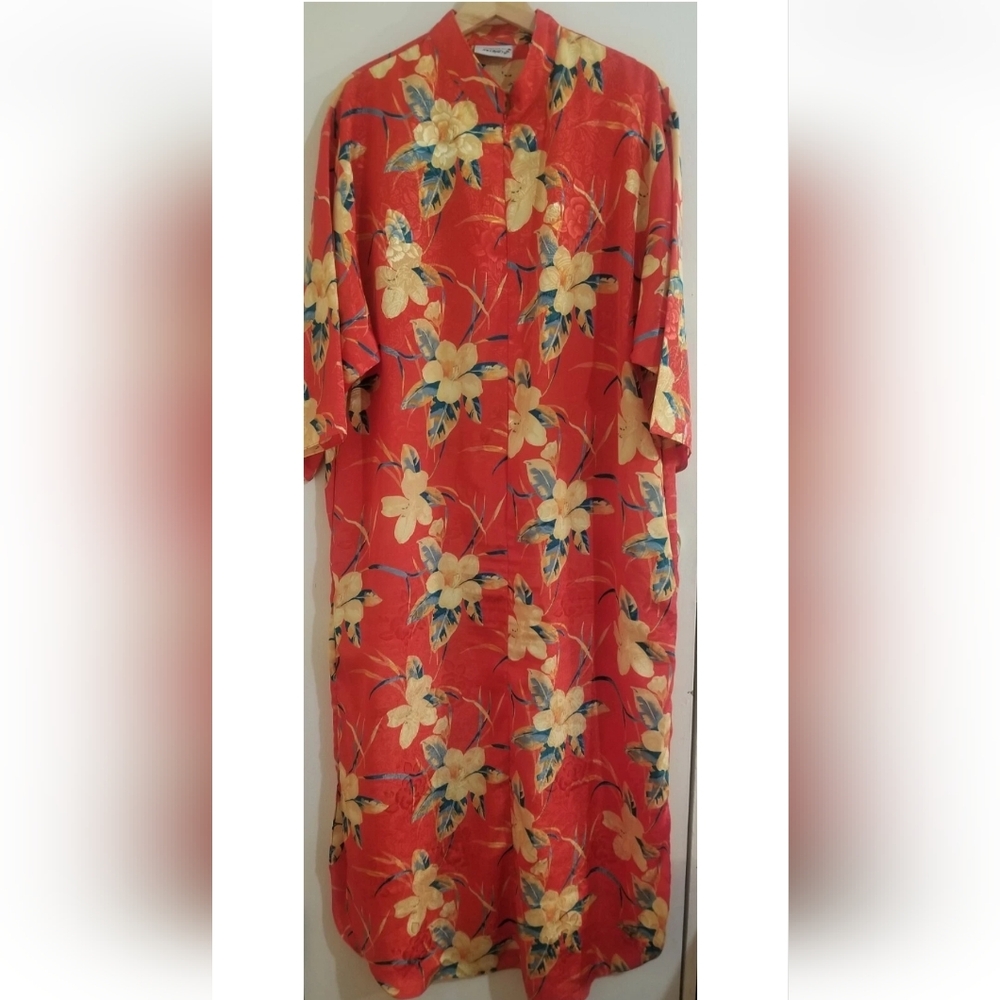 Lord & Taylor Vintage Floral Zip Up Kaftan Dress Size Medium Runs Large